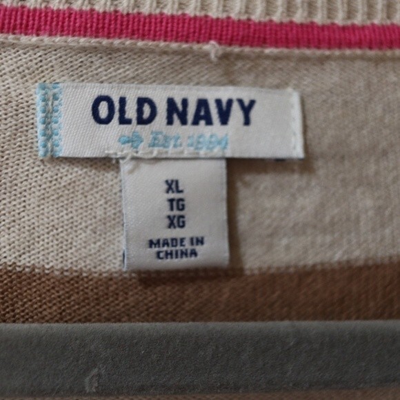 Old Navy Striped Cropped Cardigan Preppy Sweater XL Cozy Casual Top - Picture 9 of 13